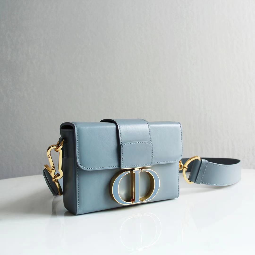 30 Montaigne Box Bag Light Blue Box Calfskin